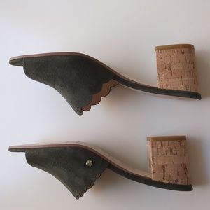 Kate Spade suede scalloped slides